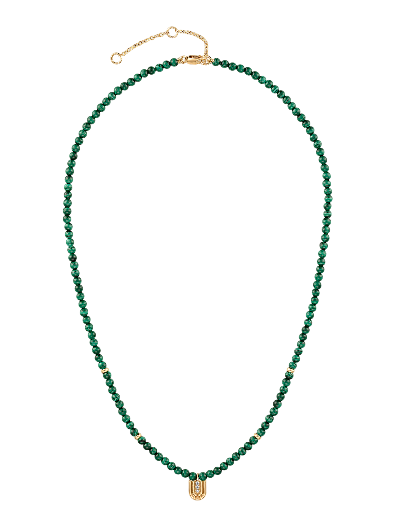 Beaded nova necklace with malachite